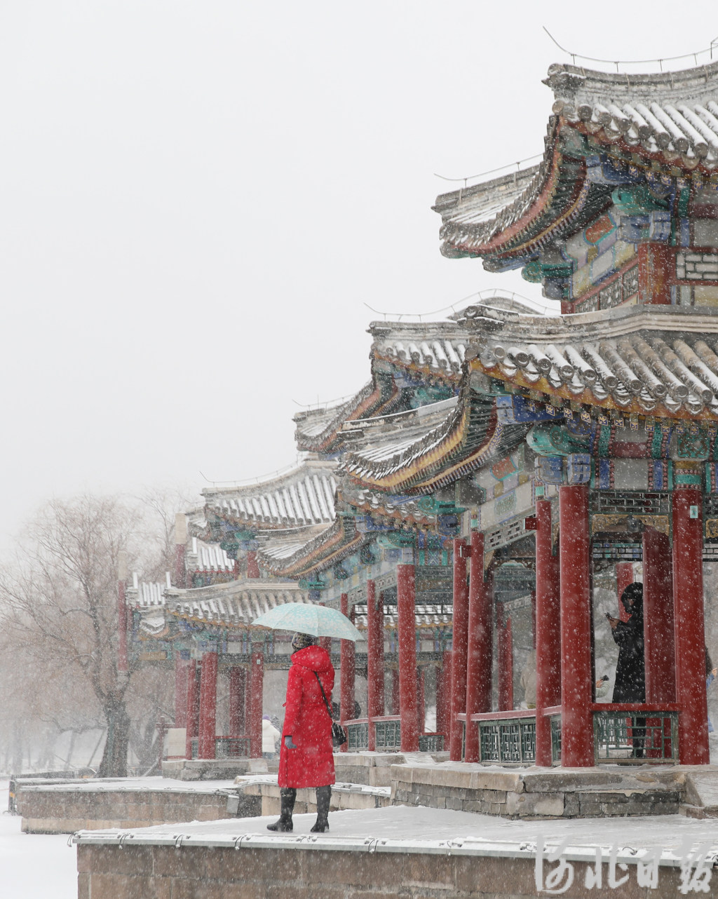 承德避暑山庄雪景图片